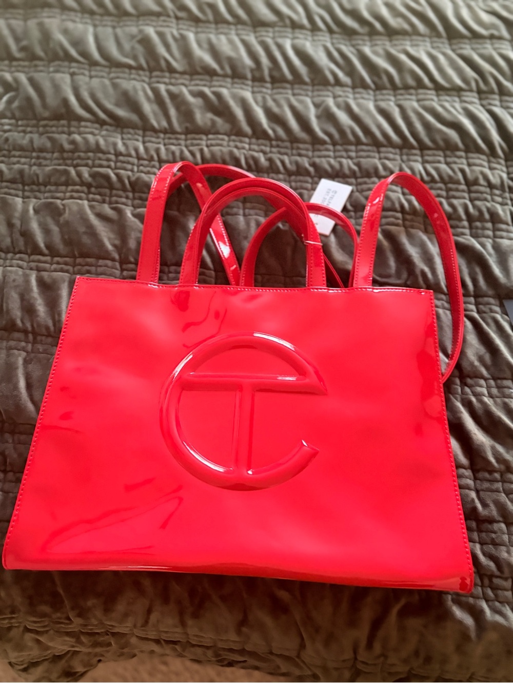 Telfar Neon Red Patent Tote